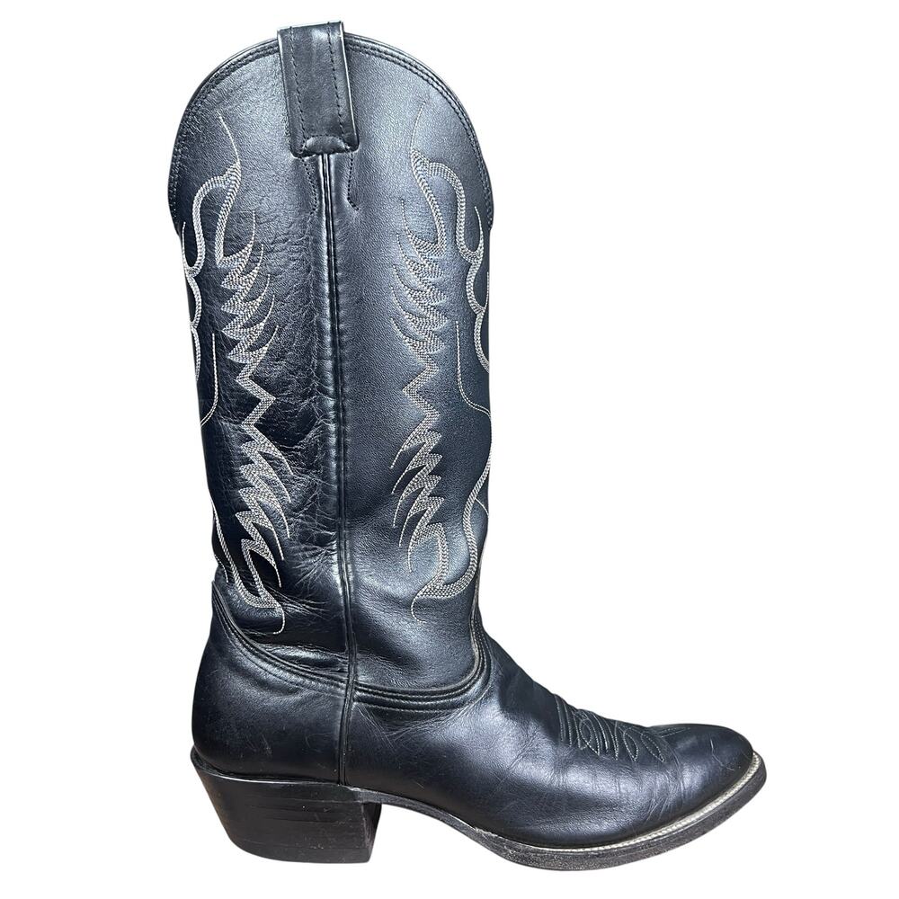 Vintage Nocona Men’s Black Leather USA Cowboy Boots Size 8 D